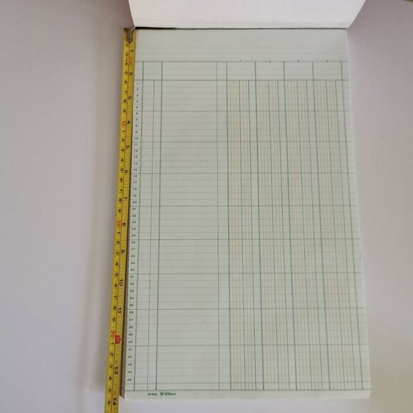 Retro Willson Columnar Pad 100 Sheets 4 Columns 8.5" x 14" Ruled Pad Green Tint - Picture 6 of 7